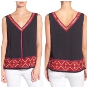 ✨ NWT✨Ella Moss black embroidered v neck top